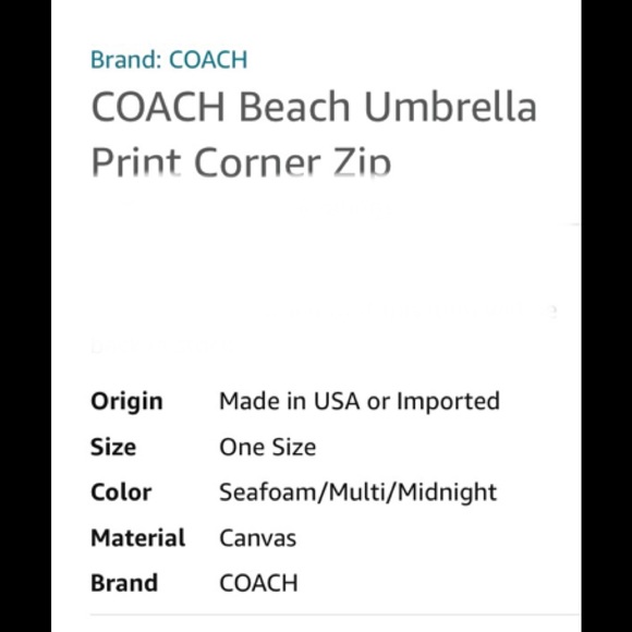 💙 EUC 💙 COACH Corner Zip Coin Case or Wristlet Blue Beach Umbrella Design⛱⛱ - Picture 7 of 7